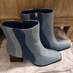 GBG Los Angeles Blue Denim Ankle Boots